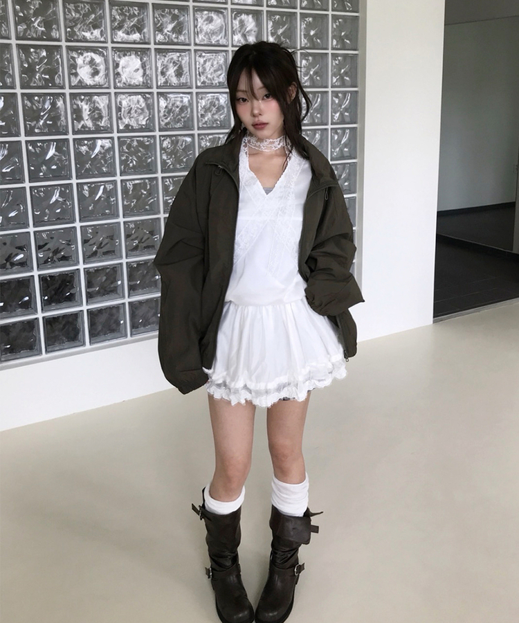 ハイネックストリングウィンドブレーカー(5color) KHAKI
