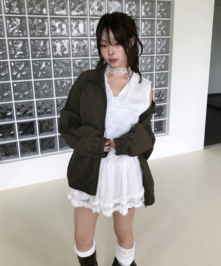 ハイネックストリングウィンドブレーカー(5color) KHAKI