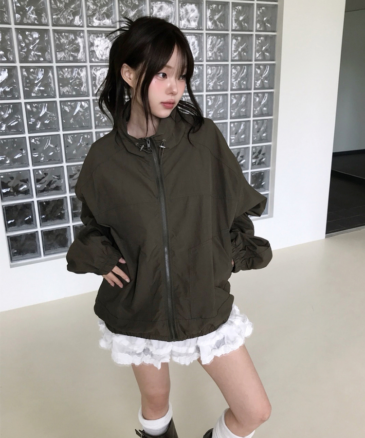 ハイネックストリングウィンドブレーカー(5color) KHAKI