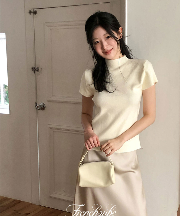 ハイネックキャップスリーブニット(9color) BEIGE