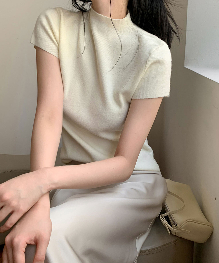 ハイネックキャップスリーブニット(9color) BEIGE