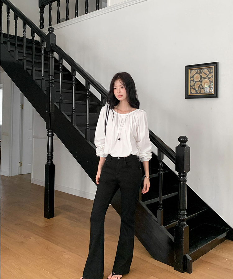 【丈別】ローライズブーツカットパンツ BLACK