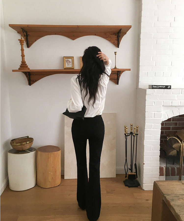 【丈別】ローライズブーツカットパンツ BLACK
