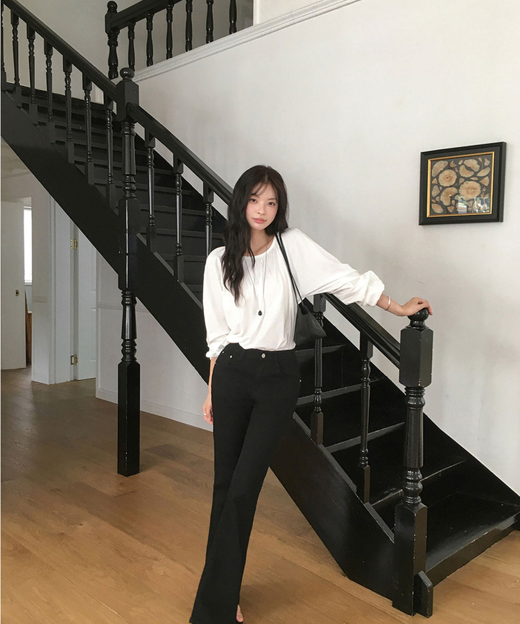 【丈別】ローライズブーツカットパンツ BLACK