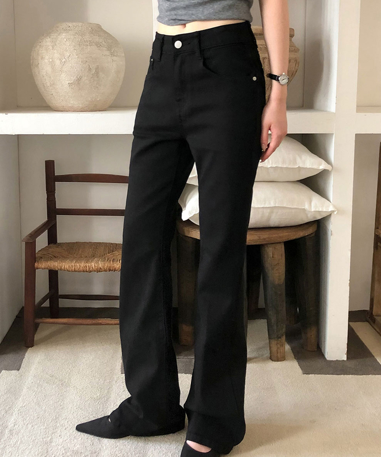 【丈別】ローライズブーツカットパンツ BLACK
