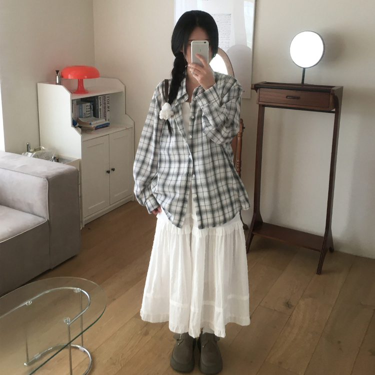 レースティアードロングスカート IVORY