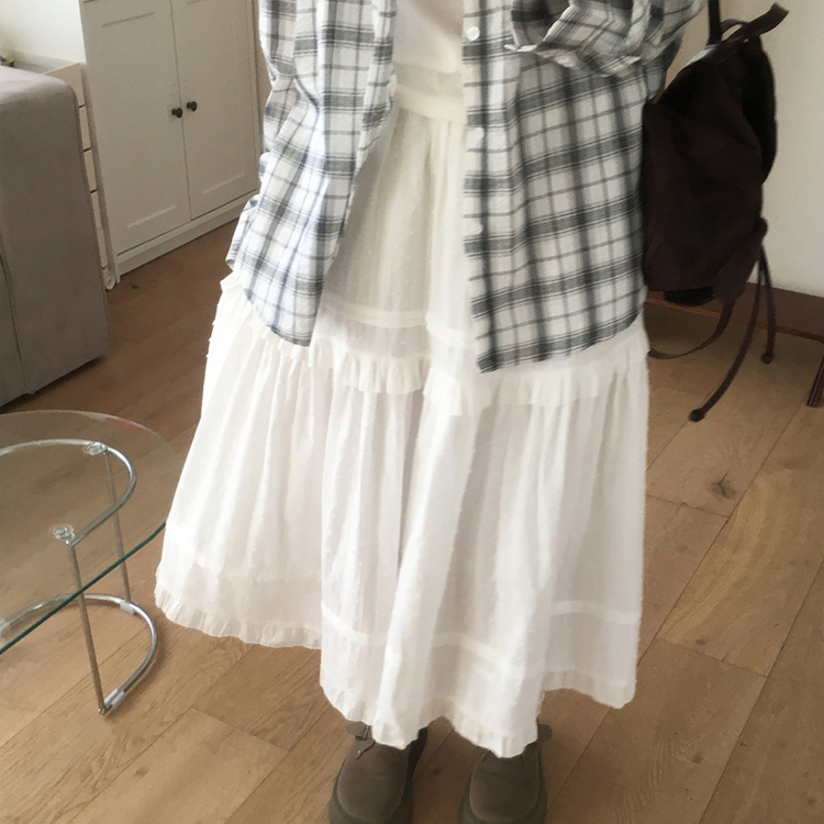 レースティアードロングスカート IVORY