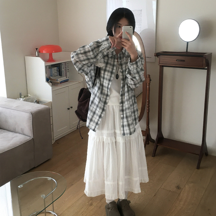 レースティアードロングスカート IVORY