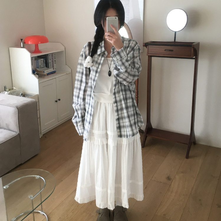 レースティアードロングスカート IVORY