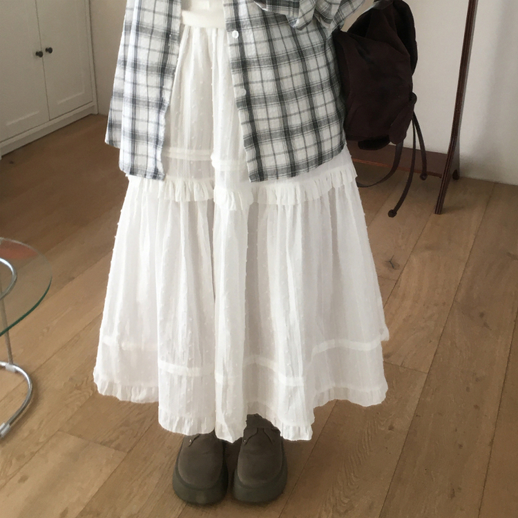 レースティアードロングスカート IVORY