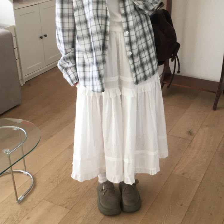 レースティアードロングスカート IVORY