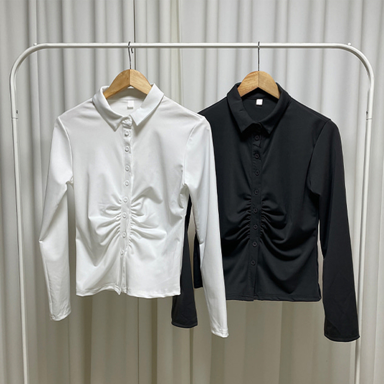 シャーリングシャツブラウス