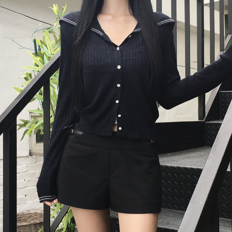 セーラーカラーリブニットカーディガン NAVY