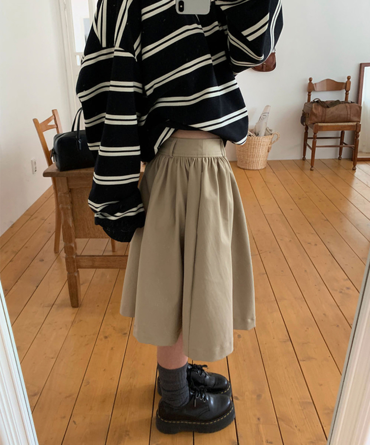 シンプルフレアミディスカート BEIGE