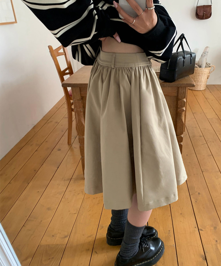 シンプルフレアミディスカート BEIGE