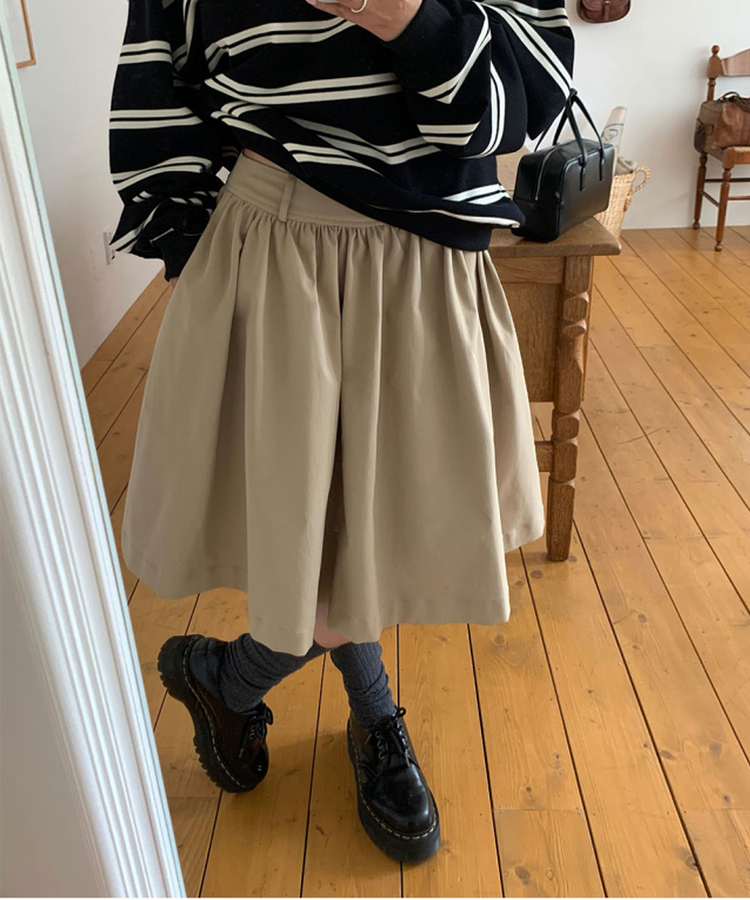 シンプルフレアミディスカート BEIGE