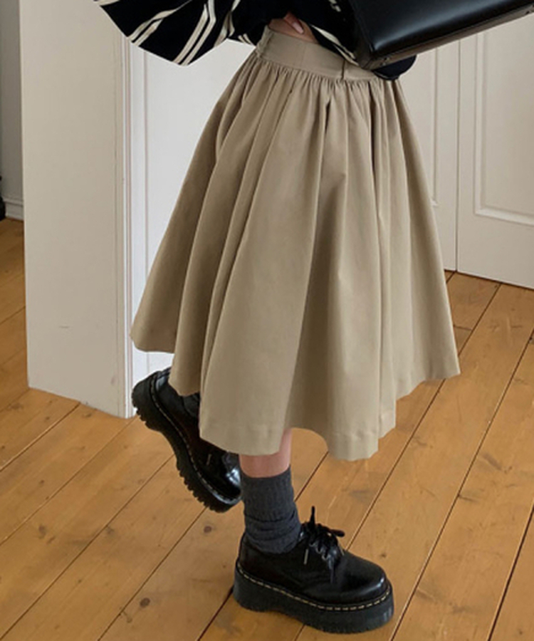 シンプルフレアミディスカート BEIGE