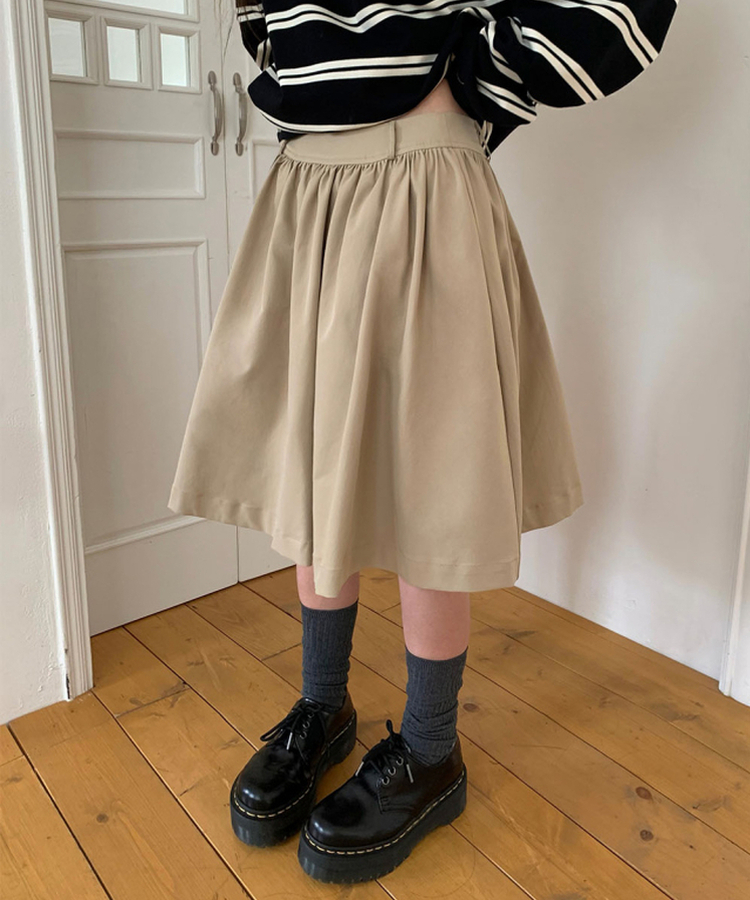 シンプルフレアミディスカート BEIGE