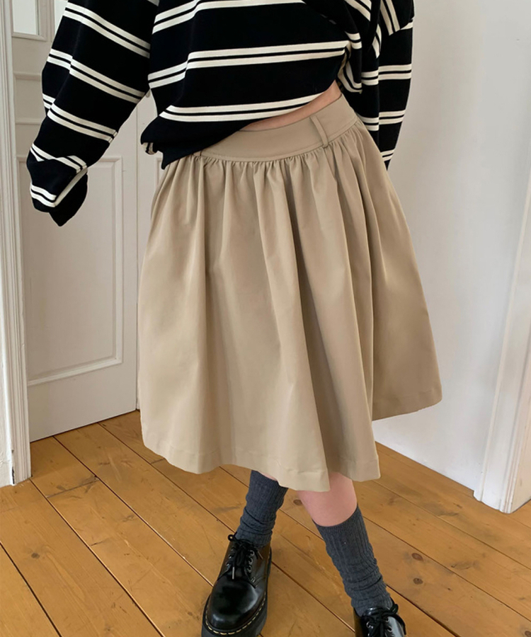 シンプルフレアミディスカート BEIGE