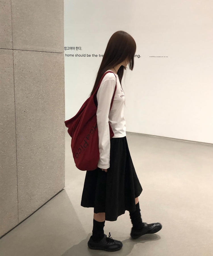 シンプルフレアミディスカート BLACK