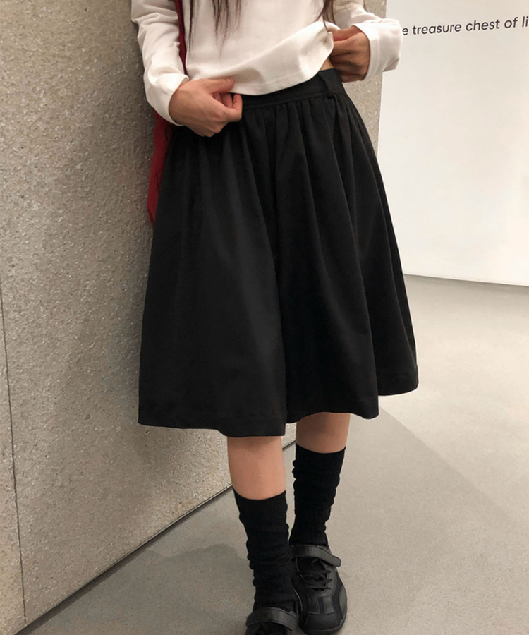 シンプルフレアミディスカート BLACK
