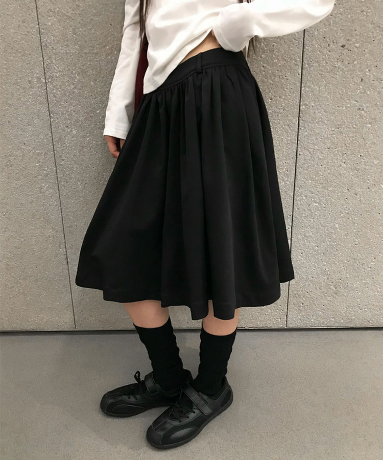 シンプルフレアミディスカート BLACK
