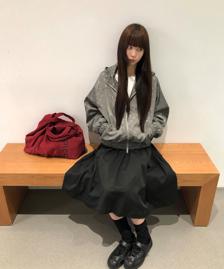 シンプルフレアミディスカート BLACK