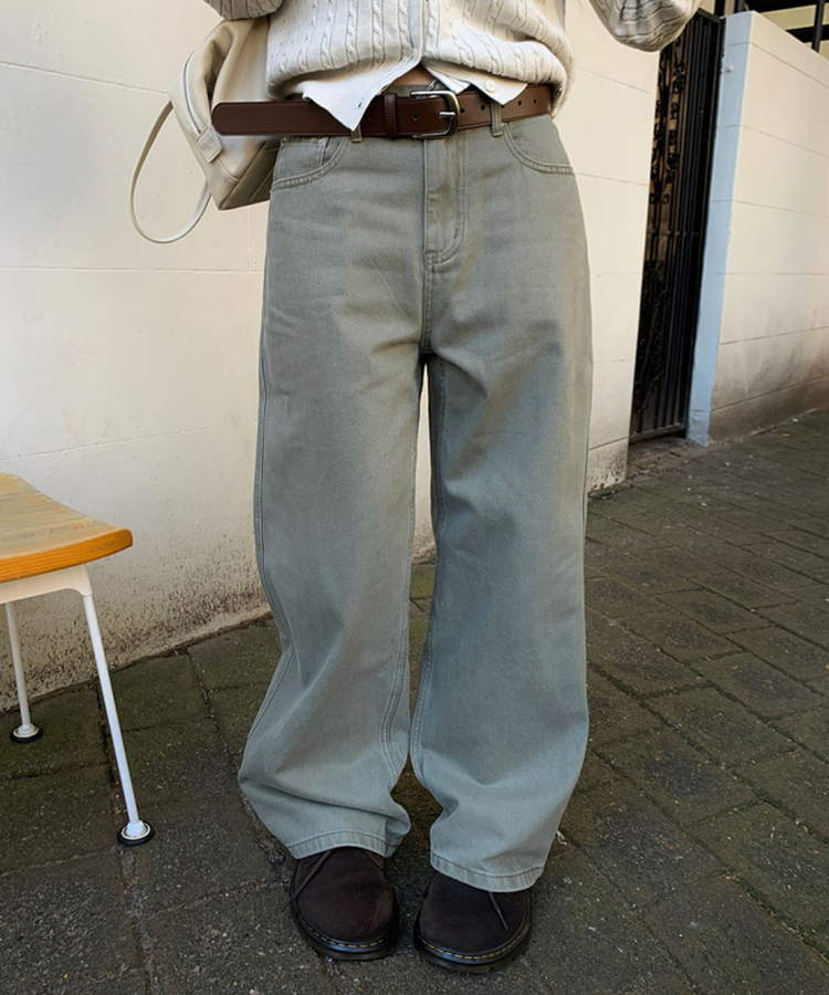 【丈別】コットンストレートウォッシングパンツ KHAKI BEIGE