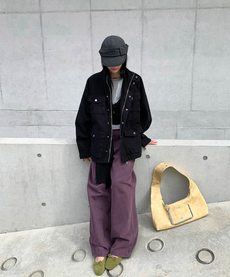 【丈別】コットンストレートウォッシングパンツ PURPLE