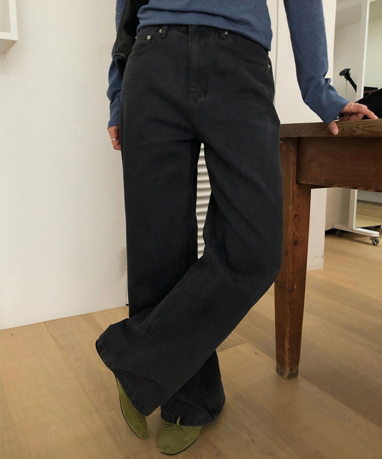 【丈別】コットンストレートウォッシングパンツ CHARCOAL