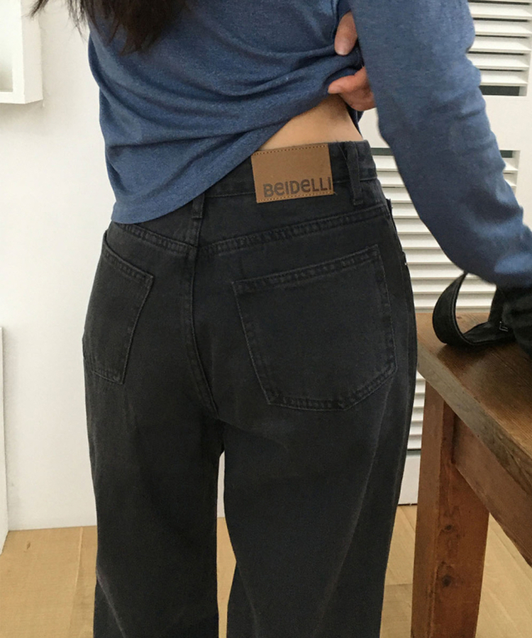 【丈別】コットンストレートウォッシングパンツ CHARCOAL