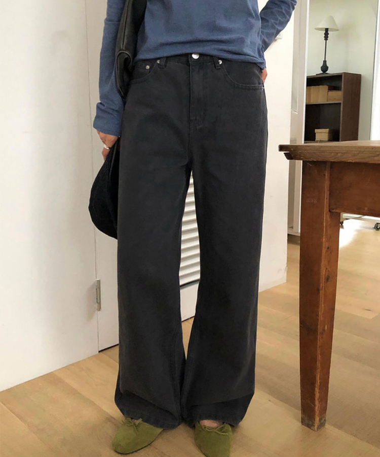 【丈別】コットンストレートウォッシングパンツ CHARCOAL
