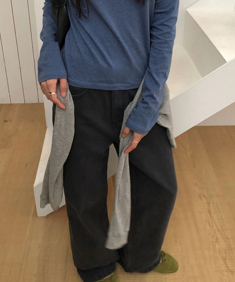 【丈別】コットンストレートウォッシングパンツ CHARCOAL