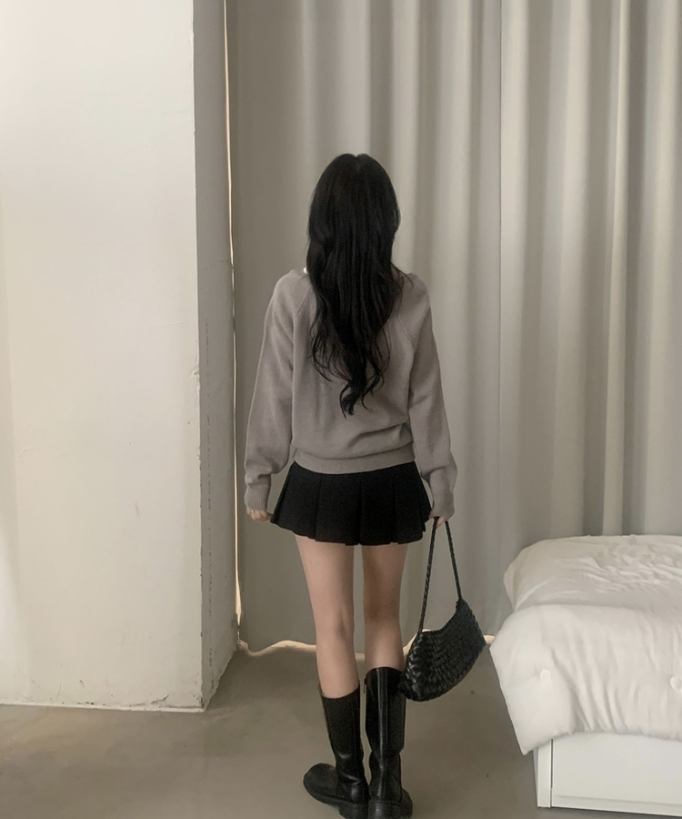 Vネックルーズレイヤードニット(5color) GREY