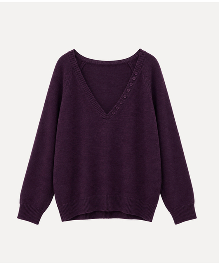 Vネックルーズレイヤードニット(5color)