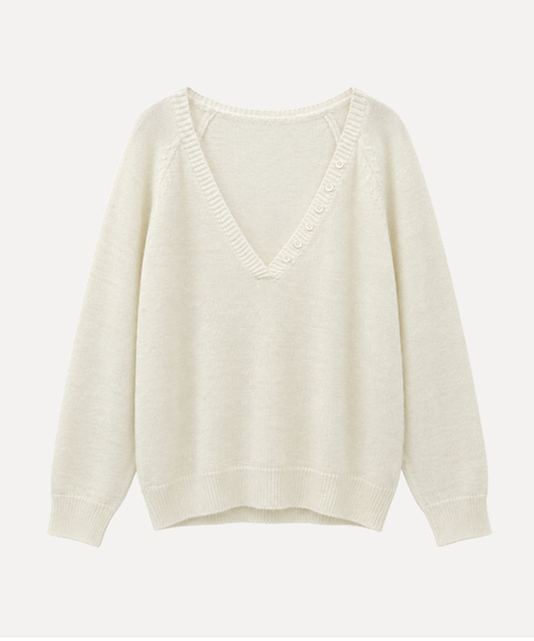Vネックルーズレイヤードニット(5color)