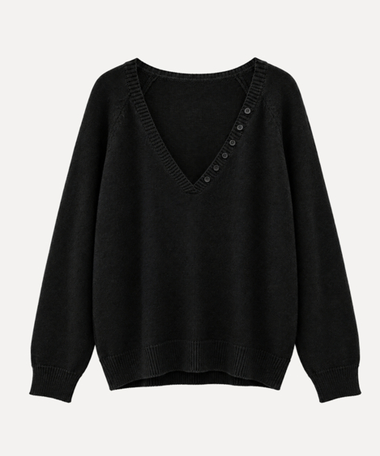Vネックルーズレイヤードニット(5color)