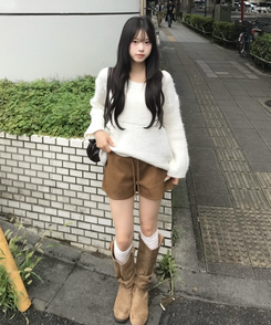 스카치 루즈핏 라운드 니트 아이보리