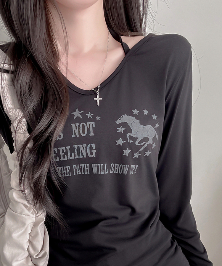 ホルターネック長袖Tシャツ｜長袖Tシャツ｜韓国ファッション通販 SONA