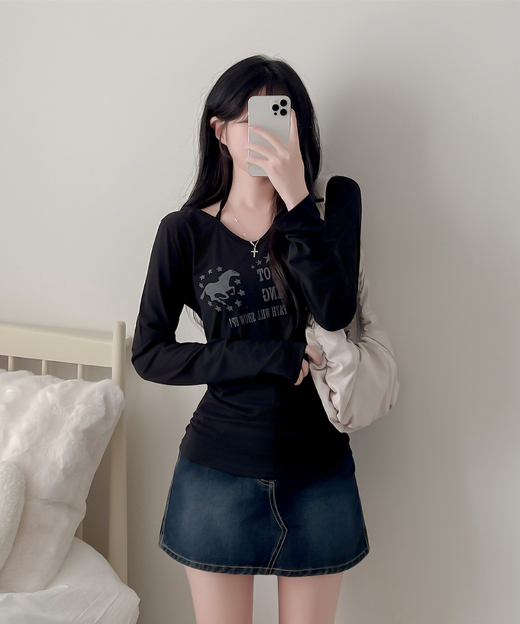 ホルターネック長袖Tシャツ｜長袖Tシャツ｜韓国ファッション通販 SONA