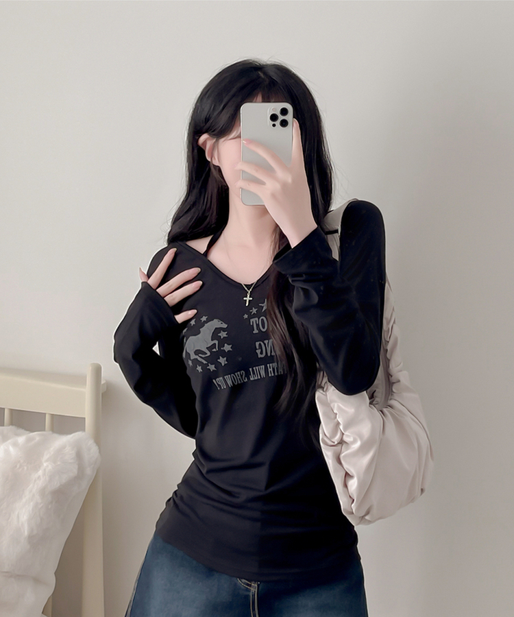 ホルターネック長袖Tシャツ｜長袖Tシャツ｜韓国ファッション通販 SONA