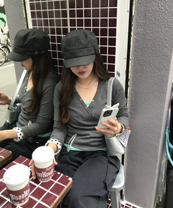 랩 골지 후드 긴팔티 먹색