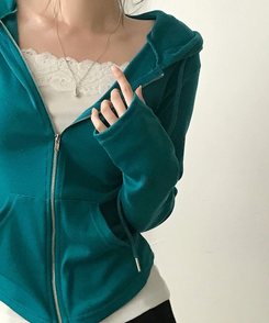 빈스 워머 무지 데일리 슬림핏 후드집업점퍼 12color 틸그린