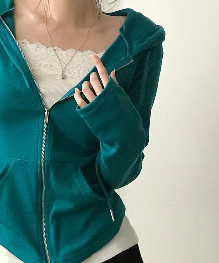 빈스 워머 무지 데일리 슬림핏 후드집업점퍼 12color 틸그린