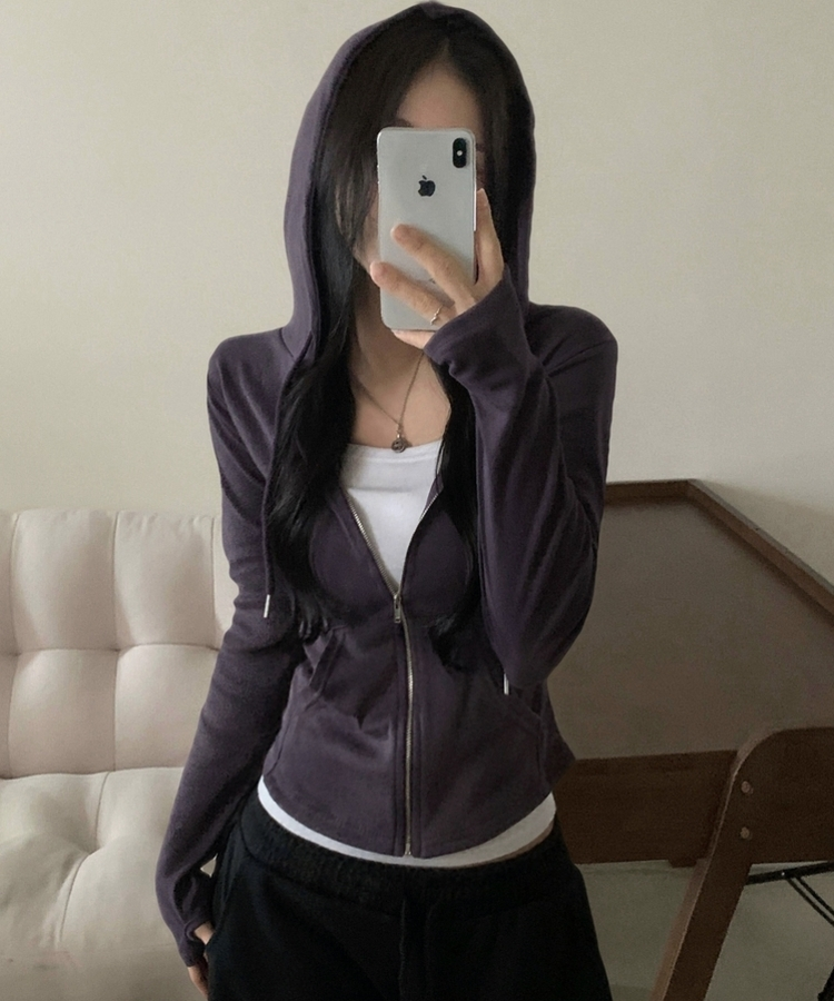 빈스 워머 무지 데일리 슬림핏 후드집업점퍼 12color 퍼플
