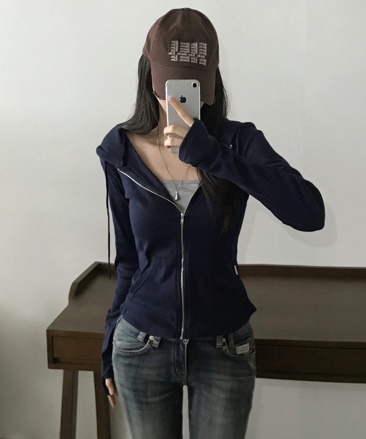 빈스 워머 무지 데일리 슬림핏 후드집업점퍼 12color 네이비
