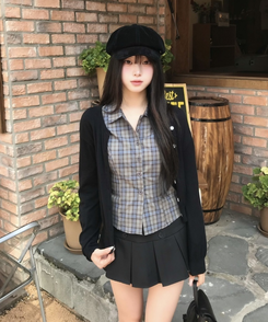 플리츠 미니스커트 블랙