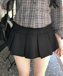플리츠 미니스커트 블랙
