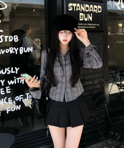 플리츠 미니스커트 블랙