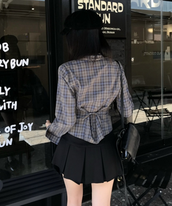 플리츠 미니스커트 블랙